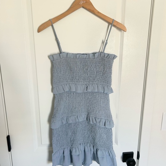 Hello Molly Blue Ruffled Tiered Stealing Time Mini Dress Medium - Picture 5 of 5